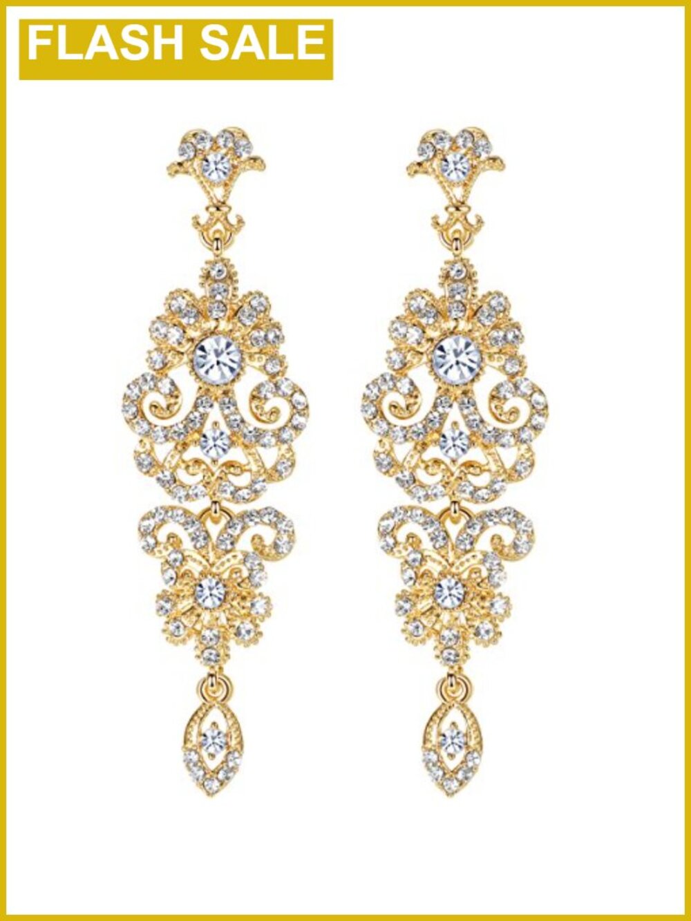 Rhinestone Chandelier Dangle Earrings Silver Plated Wedding Bridal
